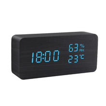 将图片加载到图库查看器,Alarm Clock LED Wooden Watch Digital Alarm Clock with Wooden Electronic LED Time Display 3 Alarm Settings Humidity & Temperature Detect Wood Made Electric Clocks Table Voice Control Digital Wood USB/AAA Powered Electronic Desktop Clocks