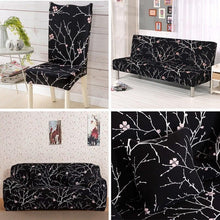 Load image into Gallery viewer, All black flower printed Chair Cover Washable Removable big elastic seat Covers Slipcovers Stretch for banquet hotel arm wedding