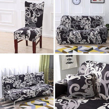 Load image into Gallery viewer, All black flower printed Chair Cover Washable Removable big elastic seat Covers Slipcovers Stretch for banquet hotel arm wedding