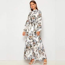 Load image into Gallery viewer, Allover Floral Print Self Tie Swing Maxi Dress