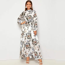 Load image into Gallery viewer, Allover Floral Print Self Tie Swing Maxi Dress