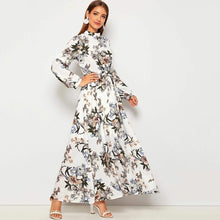 Load image into Gallery viewer, Allover Floral Print Self Tie Swing Maxi Dress