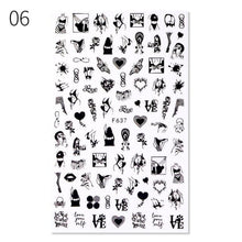 Load image into Gallery viewer, Alphabet Love Shaped Pattern 3D Nail Stickers Slider Valentine Day Decals Foil For Love Nail Art Decoration Pop Art Nail Stickers Sexy Girl Designs Comics Water Transfer Decals Manicure Lips Nail Art Decorations Slider Nail Art Stickers