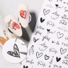Load image into Gallery viewer, Alphabet Love Shaped Pattern 3D Nail Stickers Slider Valentine Day Decals Foil For Love Nail Art Decoration Pop Art Nail Stickers Sexy Girl Designs Comics Water Transfer Decals Manicure Lips Nail Art Decorations Slider Nail Art Stickers
