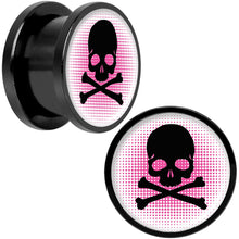 将图片加载到图库查看器,Pink Black Skull Black Anodized Screw Fit Plug Set 9/16