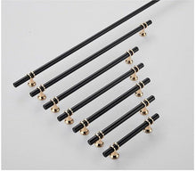 将图片加载到图库查看器,Aluminum Alloy Black Gold Door Handle Wardrobe Kitchen Cabinet Drawer Solid Handle Furniture Handle European Modern Hardware Modern Furniture Cupboard Door Drawer Handles