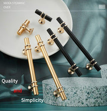 将图片加载到图库查看器,Aluminum Alloy Black Gold Door Handle Wardrobe Kitchen Cabinet Drawer Solid Handle Furniture Handle European Modern Hardware Modern Furniture Cupboard Door Drawer Handles
