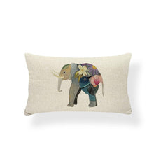 Load image into Gallery viewer, Animal Cushion Pillow Square Linen Printed Cute Elephant Throw Pillow Case Decorative Cushion Cover Pillowcase Plant Geometry Deer Flamingo Flower Pillows Home Decorative Pillowslip Covers 30X50