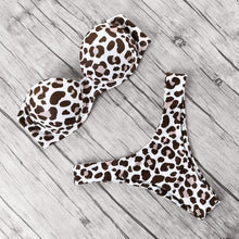 将图片加载到图库查看器,Animal Print Leopard Bikini Push Up Swimsuit Women Bikini Set Bathing Suit Bandeau Beach Wear Swimwear Women Casual Leopard Printed Triangle High Waist Two Piece Bikini Sets