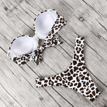 将图片加载到图库查看器,Animal Print Leopard Bikini Push Up Swimsuit Women Bikini Set Bathing Suit Bandeau Beach Wear Swimwear Women Casual Leopard Printed Triangle High Waist Two Piece Bikini Sets
