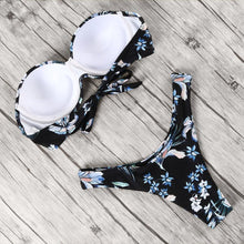 将图片加载到图库查看器,Animal Print Leopard Bikini Push Up Swimsuit Women Bikini Set Bathing Suit Bandeau Beach Wear Swimwear Women Casual Leopard Printed Triangle High Waist Two Piece Bikini Sets