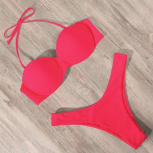 将图片加载到图库查看器,Animal Print Leopard Bikini Push Up Swimsuit Women Bikini Set Bathing Suit Bandeau Beach Wear Swimwear Women Casual Leopard Printed Triangle High Waist Two Piece Bikini Sets