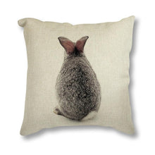 Load image into Gallery viewer, Animal Rabbit Deer Flower Crown Throw Pillow Case Cover Grey Rabbit Isolated On A White Background Bunny Tail Back Printed Decorative Linen Cotton Cushion Cover Pillow Case Nordic Cushion Cover Sofa Car Decoration 45x45CM