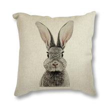 Load image into Gallery viewer, Animal Rabbit Deer Flower Crown Throw Pillow Case Cover Grey Rabbit Isolated On A White Background Bunny Tail Back Printed Decorative Linen Cotton Cushion Cover Pillow Case Nordic Cushion Cover Sofa Car Decoration 45x45CM
