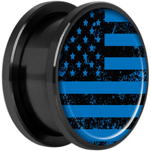 Load image into Gallery viewer, Blue American Flag Black Anodized Screw Fit Plug Set 18mm