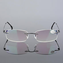 Load image into Gallery viewer, Anti-Blue Light Reading Glasses Ultralight Style Memory Titanium Rimless Reading Glasses For Men & Women Presbyopic Eyeglasses For Everyday Use New Attractive Style