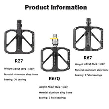 Load image into Gallery viewer, Anti-slip Ultralight Bicycle Pedal Quick Release Pedal Flat 3 Bearings Pedal for Mountain Road Bike Accessories 3 Bearings Mountain Bike Pedals Platform Bicycle Flat Alloy Pedals Pedals Non-Slip Alloy Flat Pedals