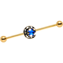 Load image into Gallery viewer, Aqua Gem Gold PVD Starry Night Industrial Barbell 38mm