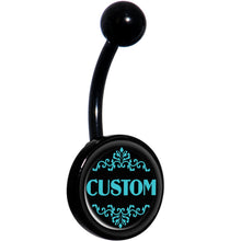 将图片加载到图库查看器,Custom Teal Personalized Name Black Belly Ring