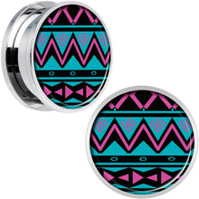 Load image into Gallery viewer, Pink Teal Tribal Print Steel Screw Fit Plug Set 20mm