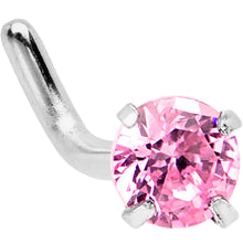 Load image into Gallery viewer, 18G 1/4 Pink 3mm CZ Gem Steel L-Shape Nose Ring
