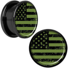 Load image into Gallery viewer, Green American Flag Black Anodized Screw Fit Plug Set 5mm to 20mm
