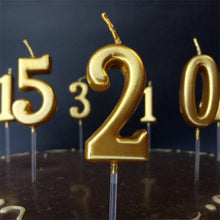 Load image into Gallery viewer, Arabic Number 0-9 Wax Candles Number Candles Cake Numeral Candles Number 0-9 Glitter Cake Topper Decoration For Birthday Wedding Reunion Theme Part Digital Cake Topper Kids Children Party Happy Birthday Ornament Cakes Top Decoration Accessories