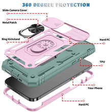 Load image into Gallery viewer, Armor Shockproof Phone Case For iPhone 13 12 11 Pro Max X XR XS Max 11 13 Pro Magnetic Ring Stand Holder Back Cover Slide Camera Cover & Kickstand Built-in 360° Rotate Ring Stand Magnetic Cover Case