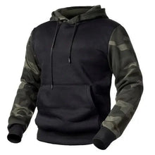 Load image into Gallery viewer, Army Green Men Military Hoodies Autumn Winter Hooded Sweatshirts Men's Pullover Hoodie Blend Fleece Long Sleeve Contrast Color Military Sweatshirt with Pocket