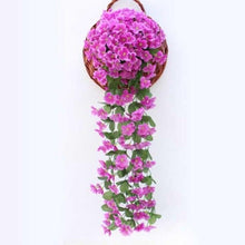将图片加载到图库查看器,Artificial Flower Wisteria Basket Wall Hanging Flower Party Decoration Simulation For Valentine's Day Wedding Birthdays Hanging Basket Lifelike Garland for Home Wedding Garden/Yard String Floral Decoration
