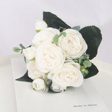 将图片加载到图库查看器,Artificial Flowers 1 Bouquet 9 heads Peony Tea Rose Autumn Silk Fake Flowers For Living Room Home Garden Wedding Decoration Artificial Silk Fake Flowers Rose Floral Decor Bouquet
