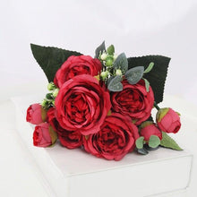 将图片加载到图库查看器,Artificial Flowers 1 Bouquet 9 heads Peony Tea Rose Autumn Silk Fake Flowers For Living Room Home Garden Wedding Decoration Artificial Silk Fake Flowers Rose Floral Decor Bouquet