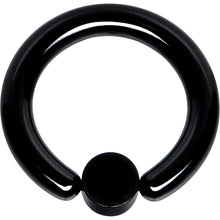 Load image into Gallery viewer, 8G 1/2 White Faux Opal 5mm Disc Black IP BCR Captive Ring