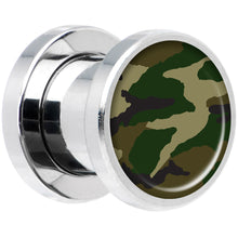 Load image into Gallery viewer, Woodland Camo Print Steel Screw Fit Plug Set 0G