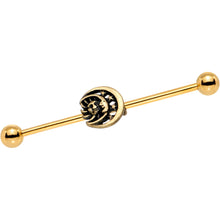Load image into Gallery viewer, Gold PVD Sun of the Moon Industrial Barbell 38mm