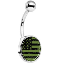 Load image into Gallery viewer, Green American Flag Belly Ring