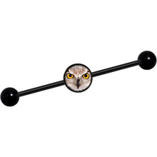 Load image into Gallery viewer, 14G Full Color Owl Black Industrial Barbell 37mm