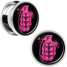 Load image into Gallery viewer, Pink Grenade Steel Screw Fit Plug Set 5/8