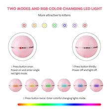 Load image into Gallery viewer, Automatic Smart Cat Toys Ball Interactive Catnip USB Rechargeable Self Rotating Colorful Led Feather Bells Toys for Cats Kitten Build-in Spinning Led Light Stimulate Hunting Instinct