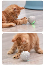 Load image into Gallery viewer, Automatic Smart Cat Toys Ball Interactive Catnip USB Rechargeable Self Rotating Colorful Led Feather Bells Toys for Cats Kitten Build-in Spinning Led Light Stimulate Hunting Instinct