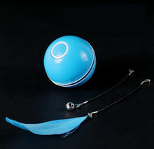 Load image into Gallery viewer, Automatic Smart Cat Toys Ball Interactive Catnip USB Rechargeable Self Rotating Colorful Led Feather Bells Toys for Cats Kitten Build-in Spinning Led Light Stimulate Hunting Instinct