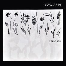 Load image into Gallery viewer, Autumn Simple Green Pink Pattern Water Nail Decal Sticker Flower Leaf Tree Winter Slider For Nail Art Manicuring Decoration Decals for Nail Art Decoration Including Hearts Stars Letters Bowknot Leaves Flowers Plants Fruits Butterflies