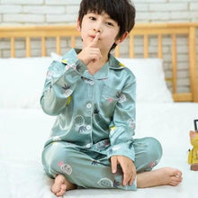 将图片加载到图库查看器,Autumn Winter Long Sleeve Kid Sleepwear Set Silk Pajamas Set Boys Pajamas Sets For Kids Home Cloth Girls Pajamas Set Kids Pajamas Sets Girls Cartoon Pattern Night Suit Children Sleepwear Pajamas Kids Silk Nightwear