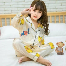 将图片加载到图库查看器,Autumn Winter Long Sleeve Kid Sleepwear Set Silk Pajamas Set Boys Pajamas Sets For Kids Home Cloth Girls Pajamas Set Kids Pajamas Sets Girls Cartoon Pattern Night Suit Children Sleepwear Pajamas Kids Silk Nightwear