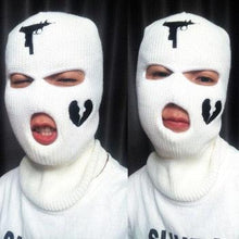 将图片加载到图库查看器,Autumn Winter Ski Mask 3-Hole Knit Hat Full Face Cover Balaclava Hats Funny Party Embroidery Beanies Caps Hole Knitted Full Face Cover Ski Neck Gaiter, Winter Balaclava Warm Knit Beanie for Outdoor Sports Outdoor Full Face Cover Thermal Ski Mask One Size