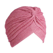 将图片加载到图库查看器,Autumn Winter Warm Headwear Soft Shine Silver Gold Lightweight Knot Twist Turban Headbands Cap Casual Streetwear Hats For Women
