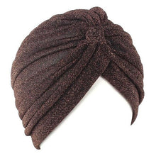 将图片加载到图库查看器,Autumn Winter Warm Headwear Soft Shine Silver Gold Lightweight Knot Twist Turban Headbands Cap Casual Streetwear Hats For Women
