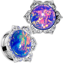 Load image into Gallery viewer, Purple Faux Opal Wild Flower Screw Fit Tunnel Plug Set 0G to 1"