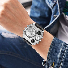 Load image into Gallery viewer, Avaner Mens Big Face Dual Time Zone Leather Strap Sport Watch