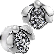 Load image into Gallery viewer, 20mm Clear Gem Steel Allow Me Ladybug Double Flare Tunnel Plug Set